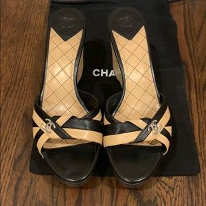 CHANEL Platform Wedge Sandals